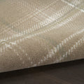 4' Ivory And Taupe Plaid Round Rug