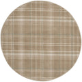 4' Ivory And Taupe Plaid Round Rug