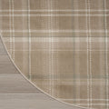 4' Ivory And Taupe Plaid Round Rug