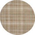 4' Ivory And Taupe Plaid Round Rug