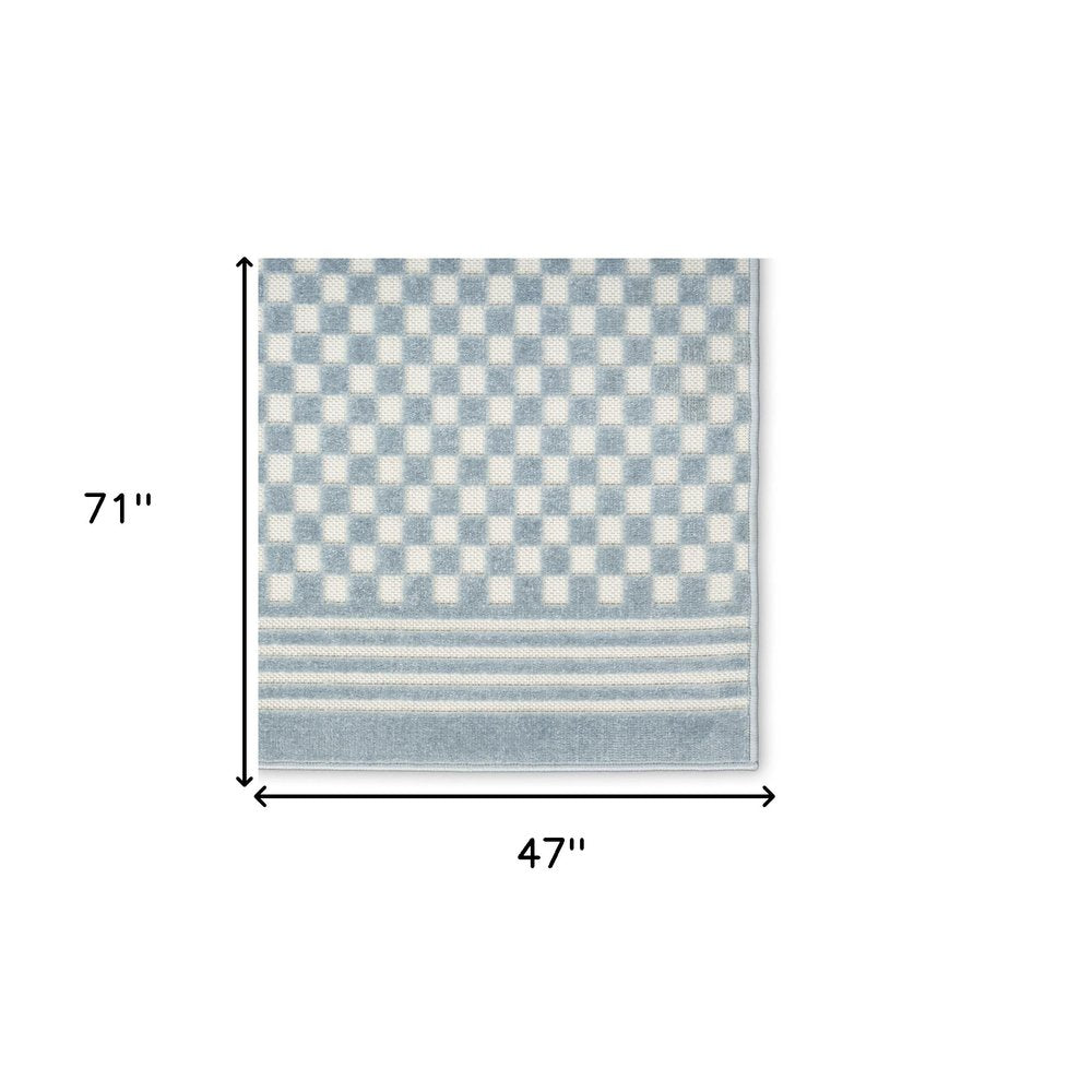 4' X 6' Blue Geometric Area Rug