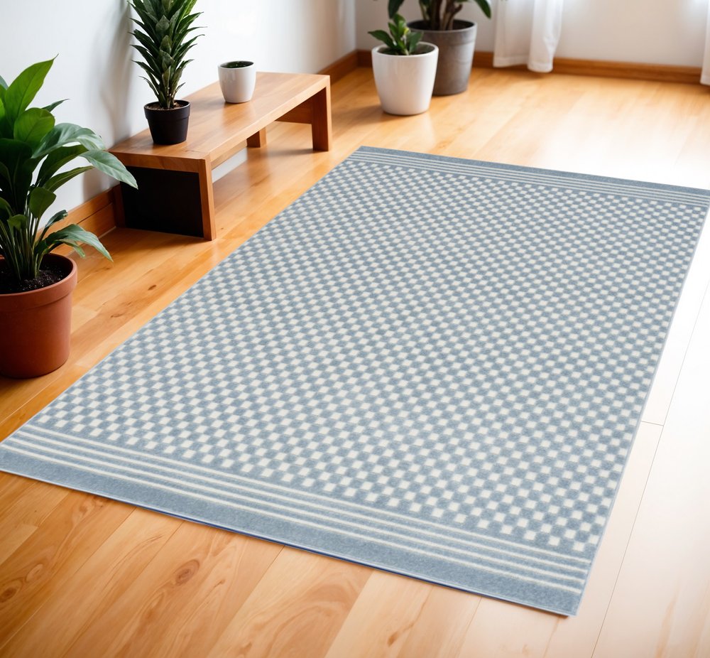 4' X 6' Blue Geometric Area Rug