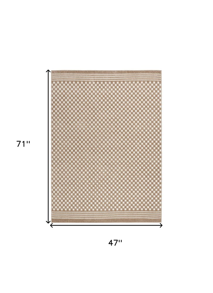 4' X 6' Brown Geometric Area Rug