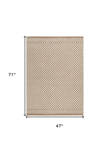 4' X 6' Brown Geometric Area Rug
