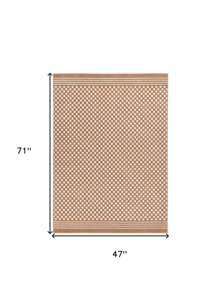 4' X 6' Brown Geometric Area Rug