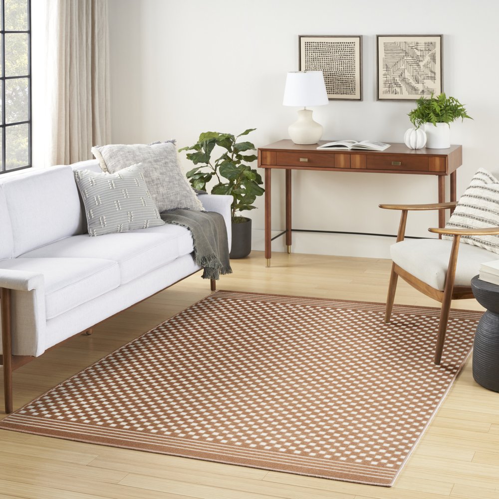 4' X 6' Brown Geometric Area Rug