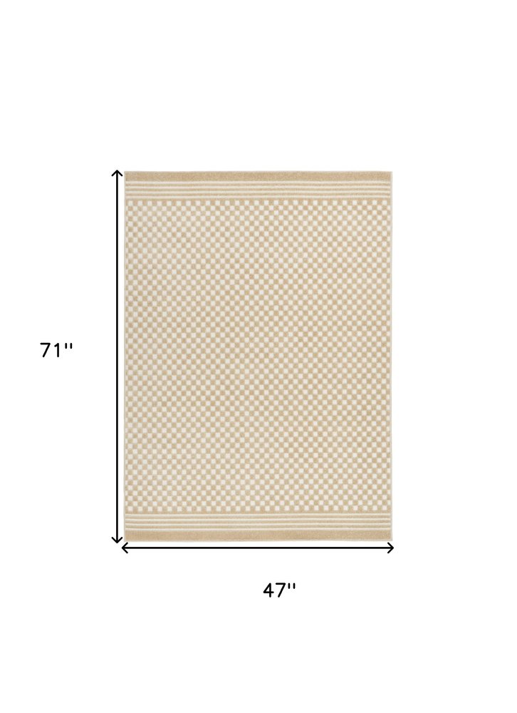 4' X 6' Tan Geometric Area Rug