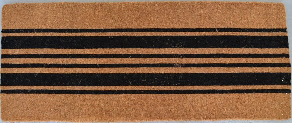 24" X 60" Brown and Black Coir Striped Outdoor Door Mat
