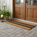 24" X 60" Brown and Black Coir Striped Outdoor Door Mat