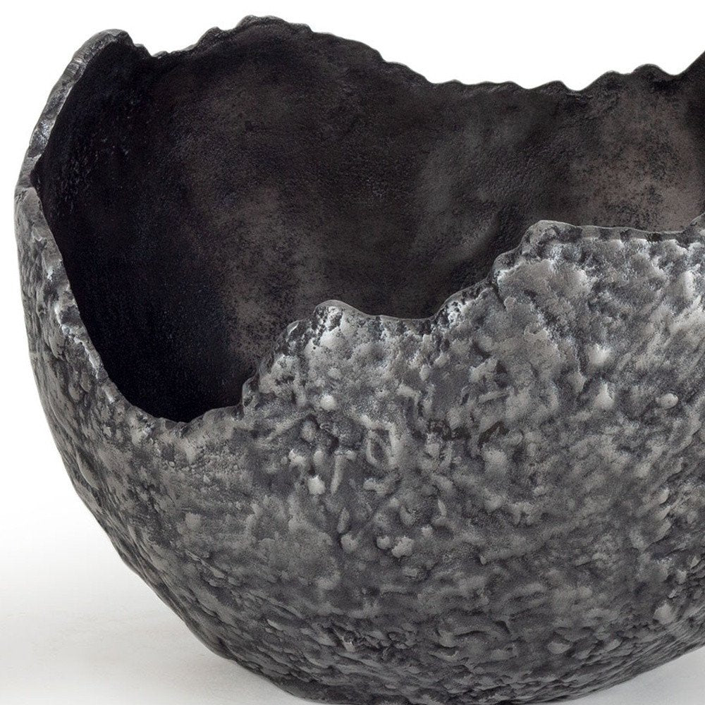 Set of Two Gray And Silver Aluminum Decorative Bowls