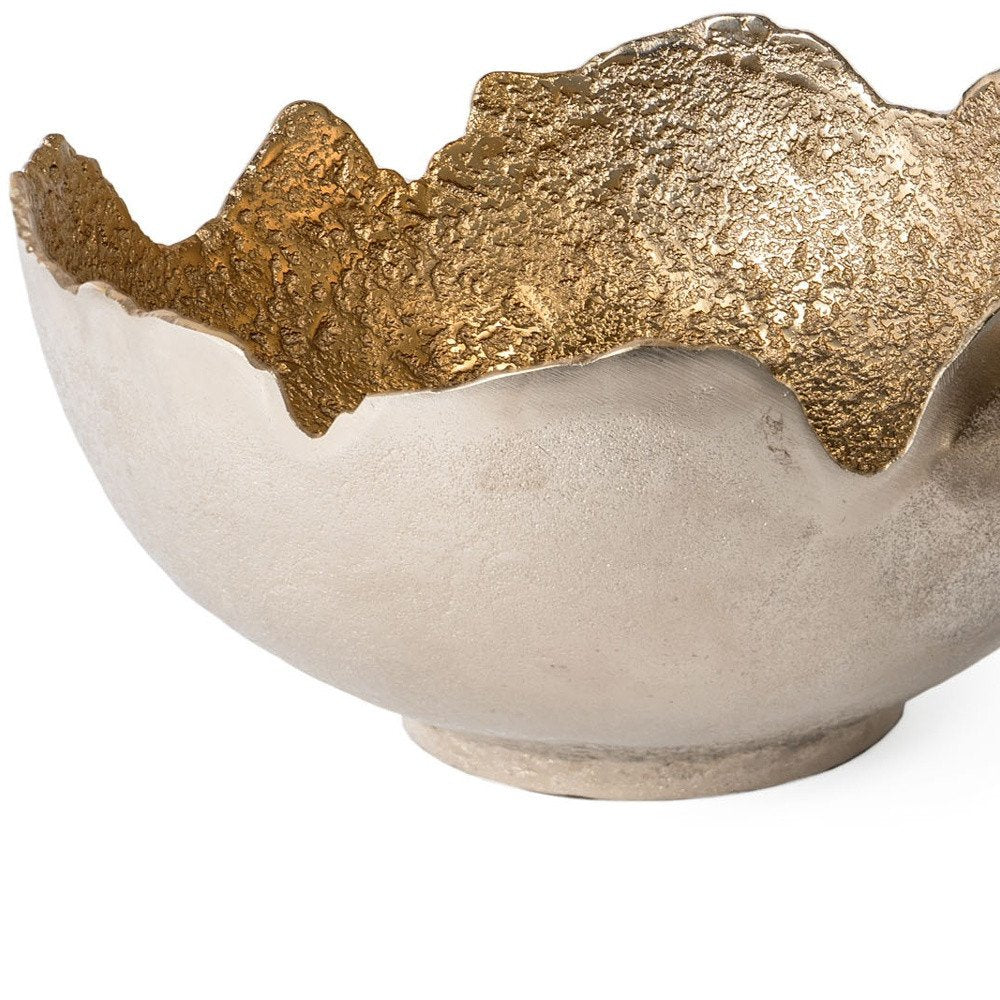 Set of Two Gold And Silver Aluminum Decorative Bowls