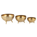 Set of Three Gold Metal Decorative Footed Bowls