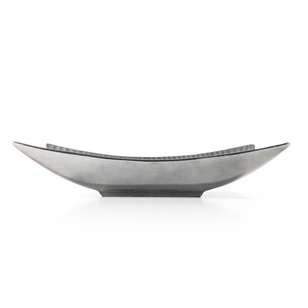 20" Silver Geo Lines Ceramic Vanity Tray