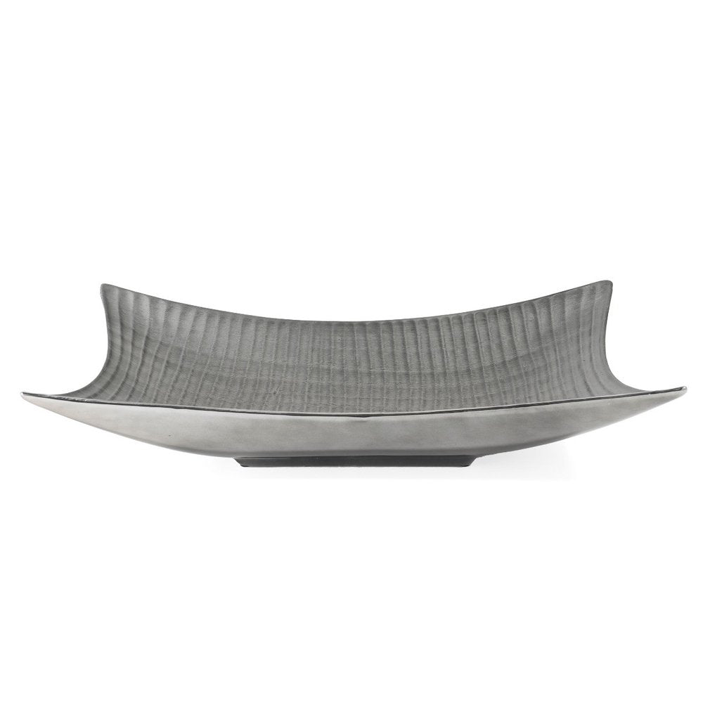 20" Silver Geo Lines Ceramic Vanity Tray