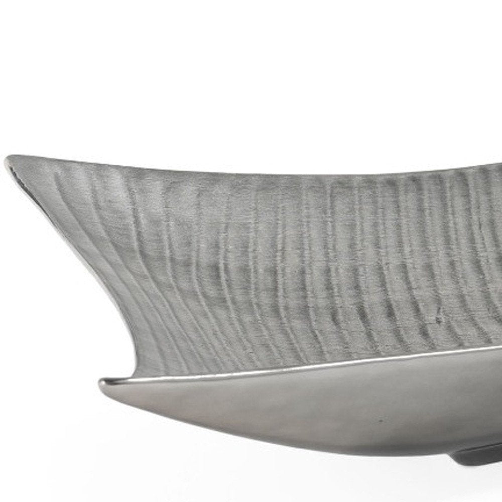 20" Silver Geo Lines Ceramic Vanity Tray