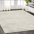 5' X 8' Ivory And Brown Striped Distressed Area Rug