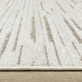 5' X 8' Ivory And Brown Striped Distressed Area Rug
