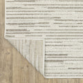 5' X 8' Ivory And Brown Striped Distressed Area Rug