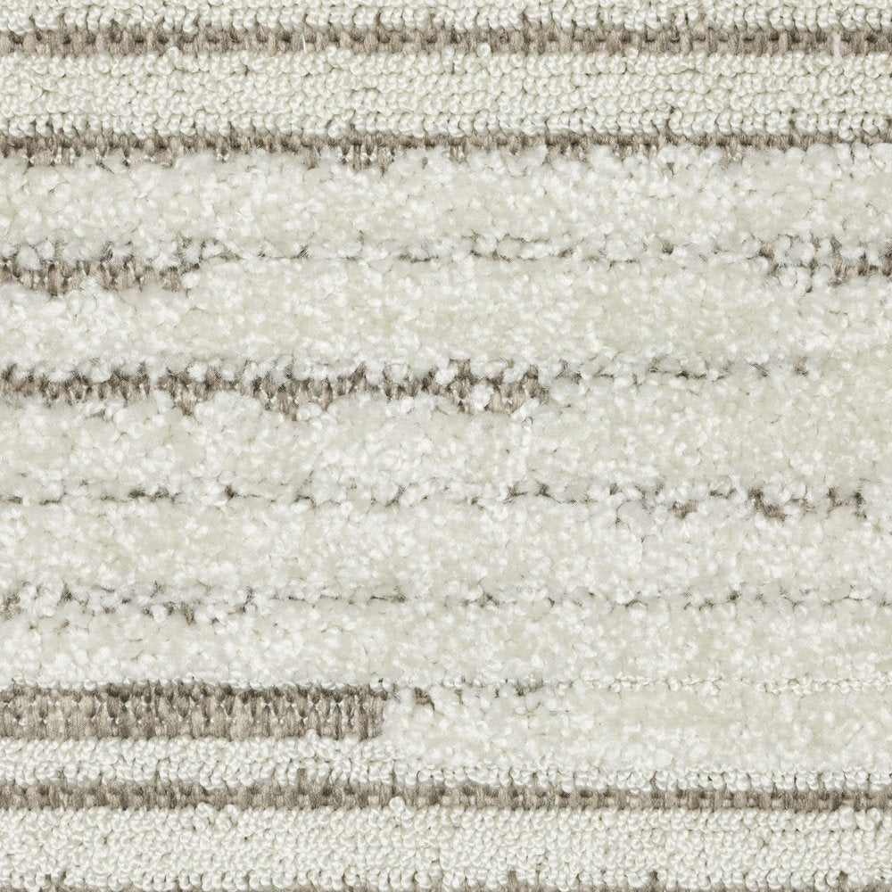 5' X 8' Ivory And Brown Striped Distressed Area Rug