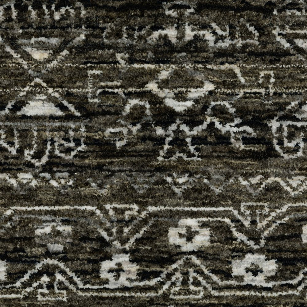 10' X 13' Black And Gray Tribal Area Rug With Fringe