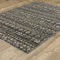 10' X 13' Black And Gray Tribal Area Rug With Fringe