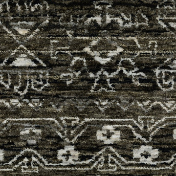 10' X 13' Black And Gray Tribal Area Rug With Fringe