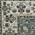 8' X 11' Blue And Green Floral Area Rug With Fringe