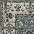 8' X 11' Blue And Green Floral Area Rug With Fringe