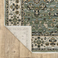 8' X 11' Blue And Green Floral Area Rug With Fringe