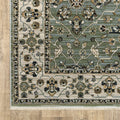 8' X 11' Blue And Green Floral Area Rug With Fringe