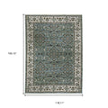 8' X 11' Blue And Green Floral Area Rug With Fringe