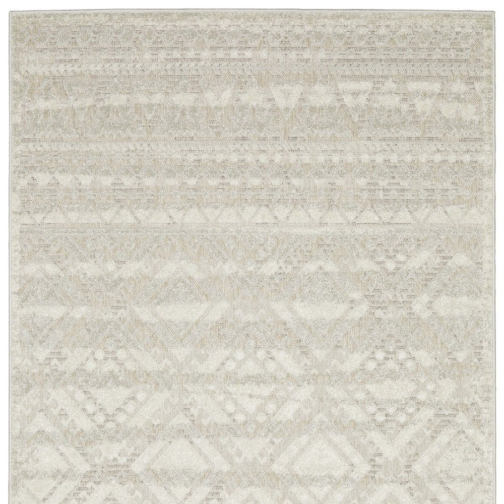 3' X 5' Beige And Ivory Tribal Area Rug