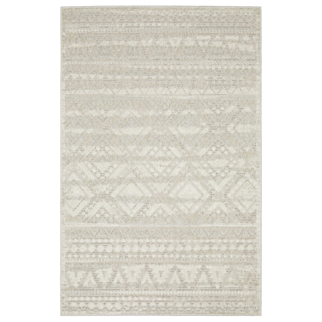 3' X 5' Beige And Ivory Tribal Area Rug