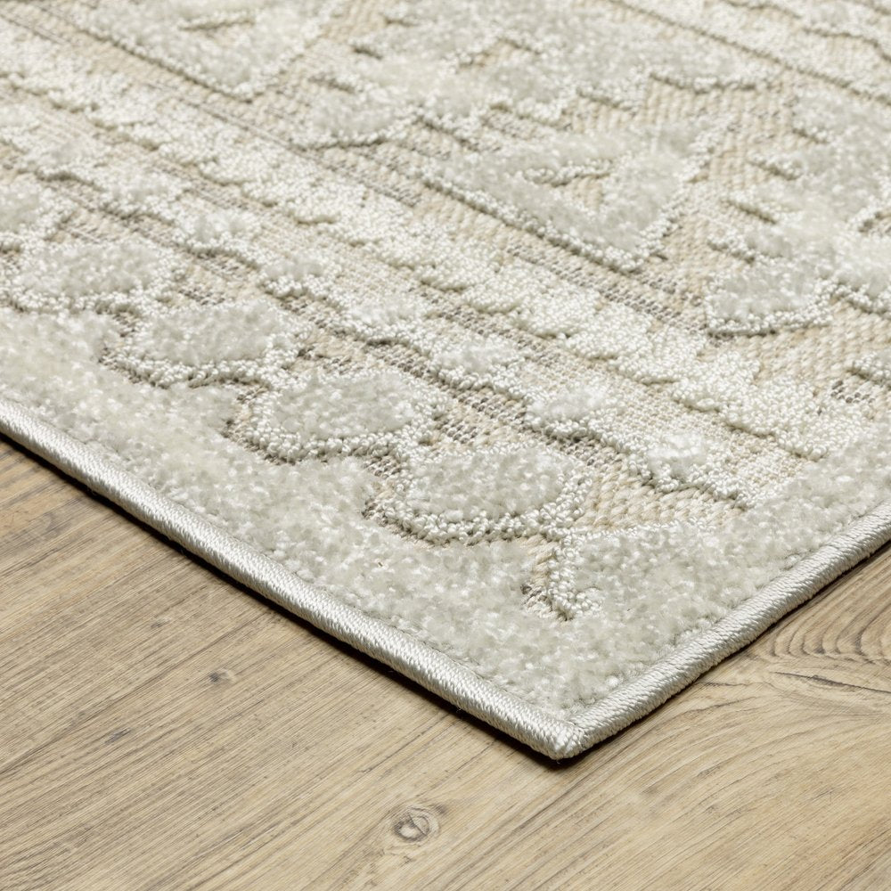 3' X 5' Beige And Ivory Tribal Area Rug