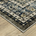 5' X 7' Charcoal And Blue Oriental Area Rug