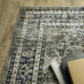 5' X 7' Charcoal And Blue Oriental Area Rug