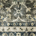 5' X 7' Charcoal And Blue Oriental Area Rug