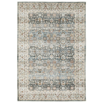 5' X 7' Gray And Ivory Oriental Area Rug