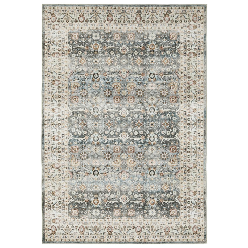 5' X 7' Gray And Ivory Oriental Area Rug