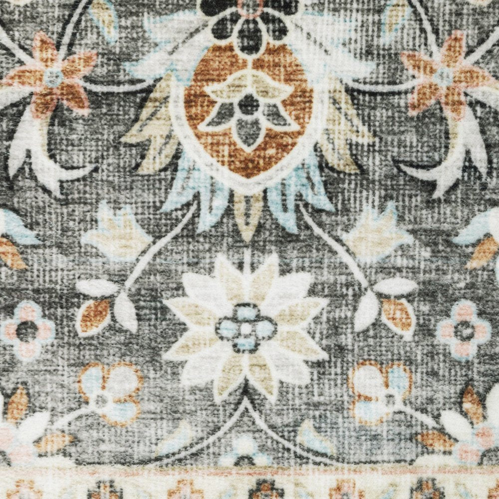 5' X 7' Gray And Ivory Oriental Area Rug