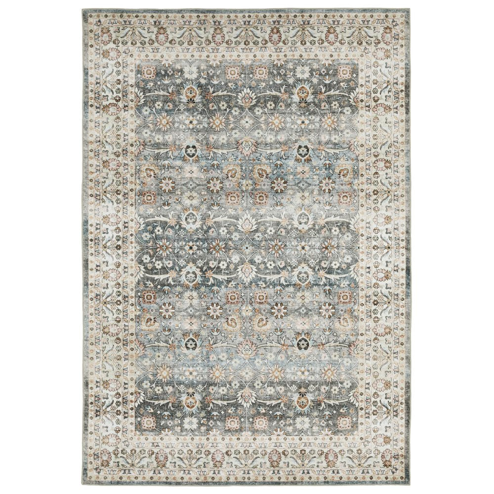 5' X 7' Gray And Ivory Oriental Area Rug