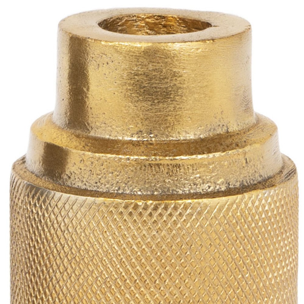 5" Gold Distressed Aluminum Tabletop Taper Candle Holder