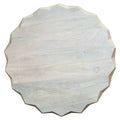 32" Off White Solid Wood Round Block Coffee Table