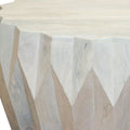 32" Off White Solid Wood Round Block Coffee Table