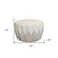 32" Off White Solid Wood Round Block Coffee Table