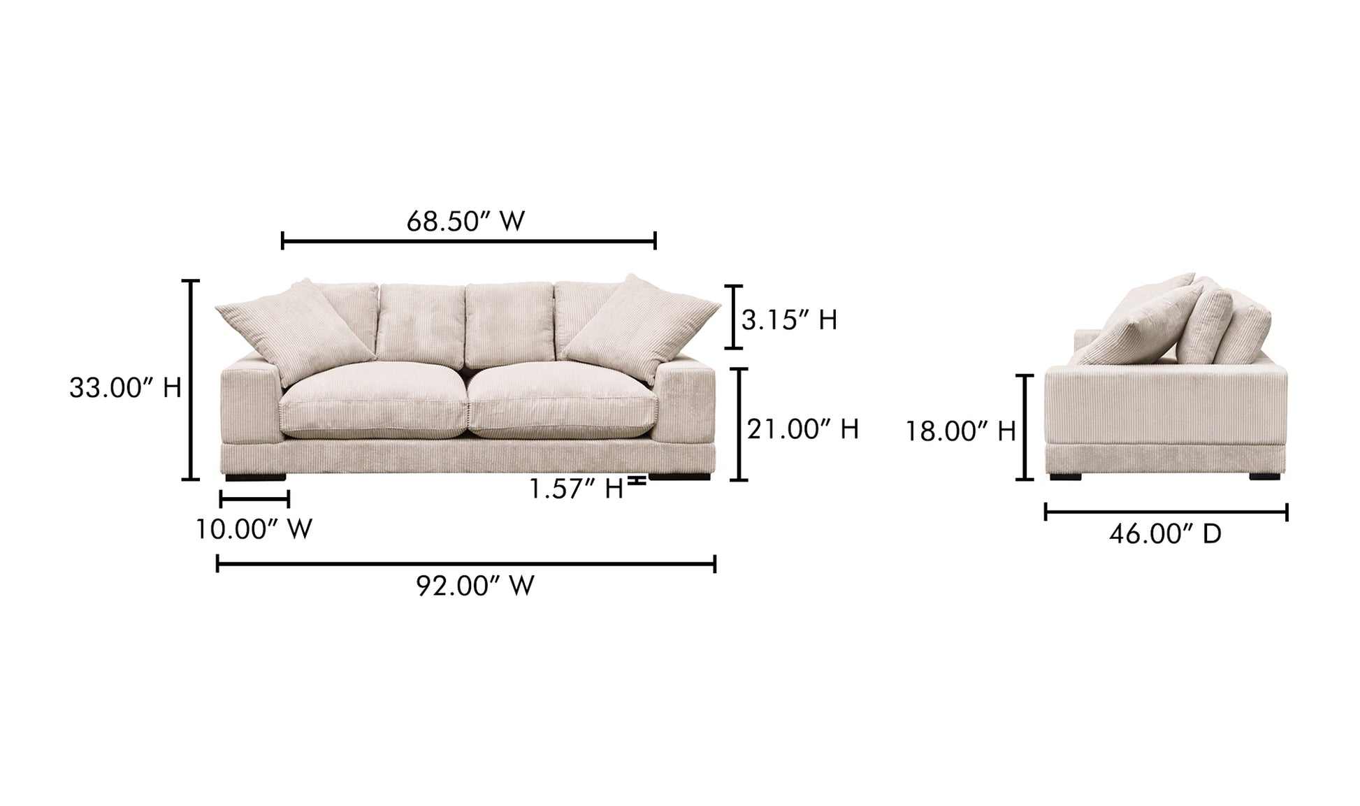 Modern Charcoal Plunge Sofa
