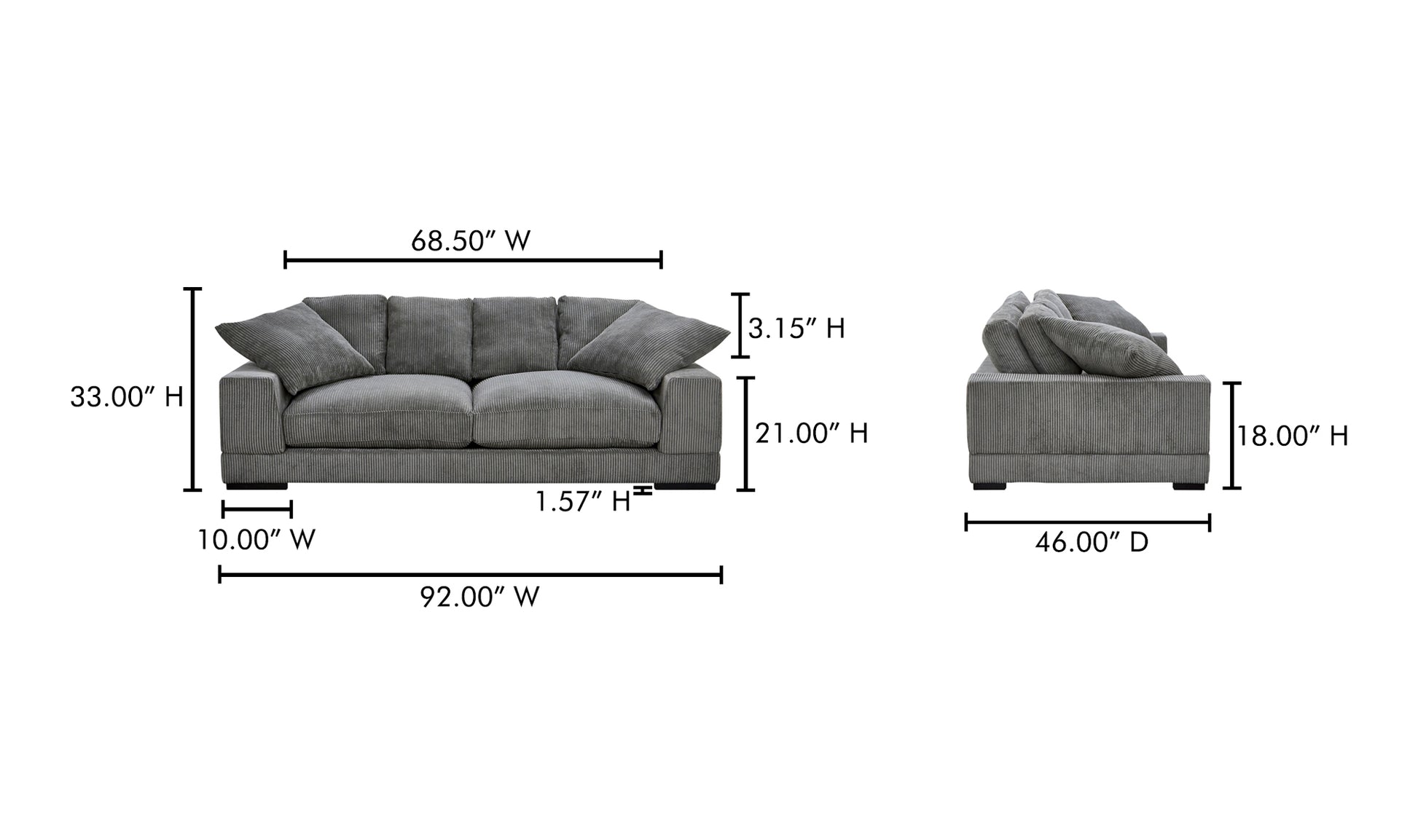 Modern Charcoal Plunge Sofa