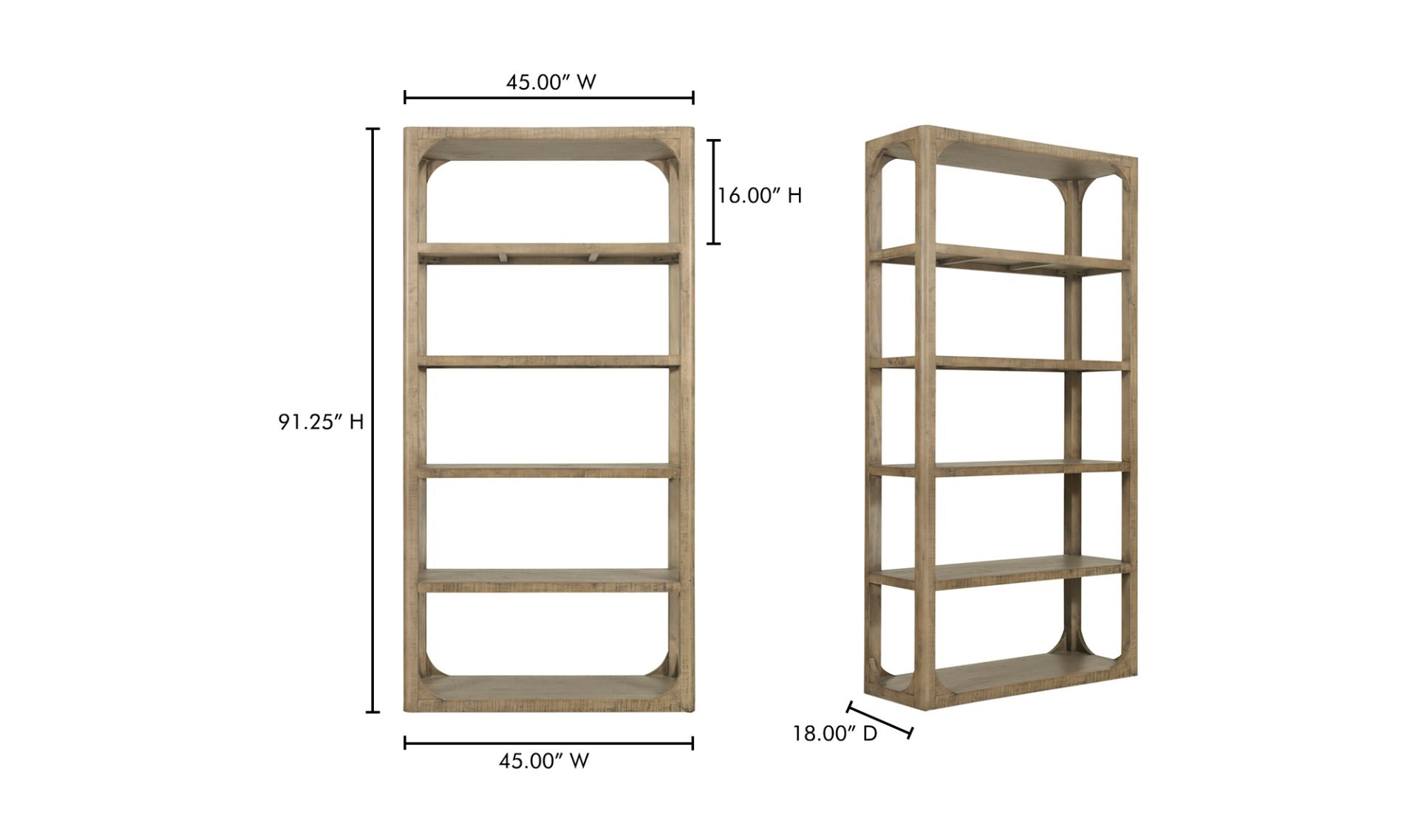 Modern Brown Abbott Bookshelf - Stylish Storage for Every Room