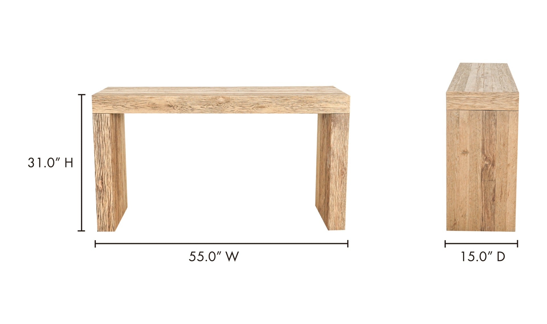 Rustic Evander Oak Console Table
