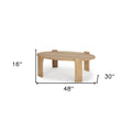 48" Natural Solid Wood Oval Coffee Table